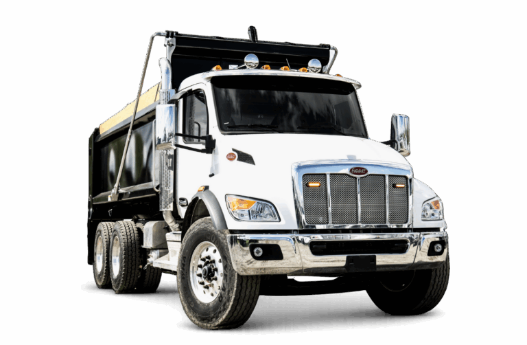 Tandem axle 16-yard dump truck rental with a heavy-duty steel body, ideal for hauling large loads of dirt, gravel, or construction debris, available for rental, RPO, or purchase nationwide.