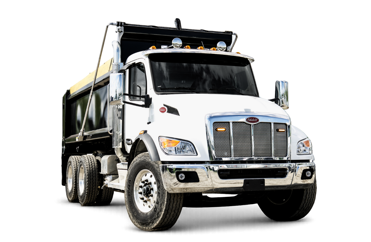 Tandem axle 16-yard dump truck rental with a heavy-duty steel body, ideal for hauling large loads of dirt, gravel, or construction debris, available for rental, RPO, or purchase nationwide.